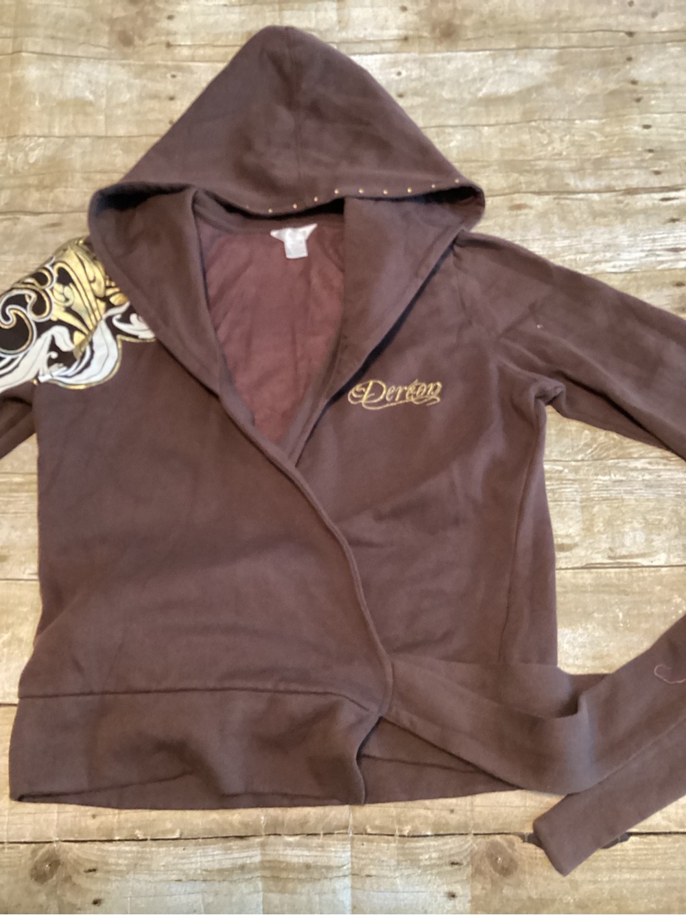 Y2K House of Dereon Brown Hooded Wrap
